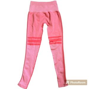 Nux leggings moderate Compression ribbed Perforated mesh Side stripe candy pink